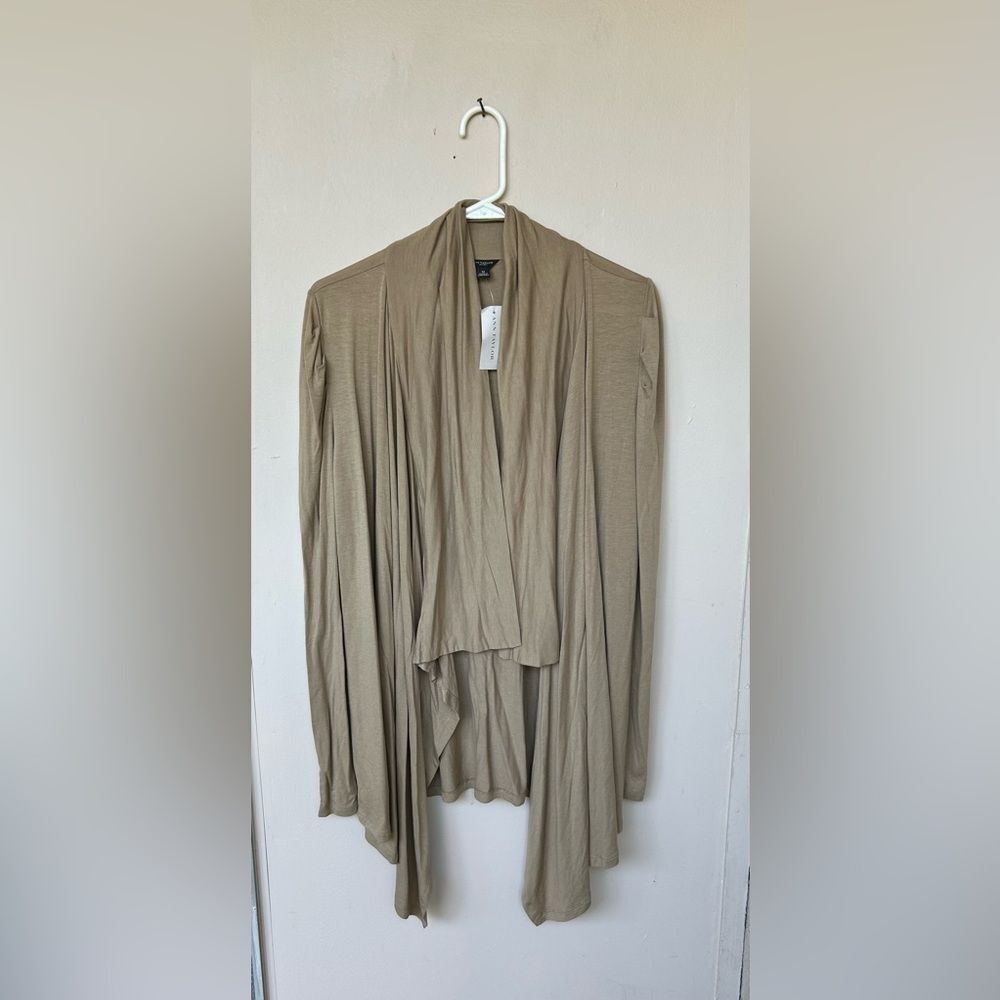 NWT Ann Taylor Camel Open Front Waterfall Draped Cardigan - Medium